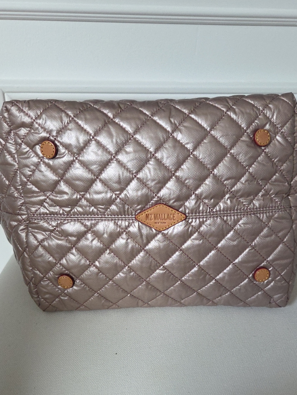 Quilted Metallic Tote Bag - Champagne Pink by MZ Wallace - Picture 3 of 7